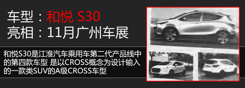 江淮和悦首款SUV-S30曝光 9款新车将上
