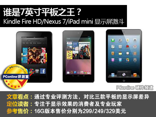 iPad mini/Kindle Fire HD/Nexus 7屏幕分析