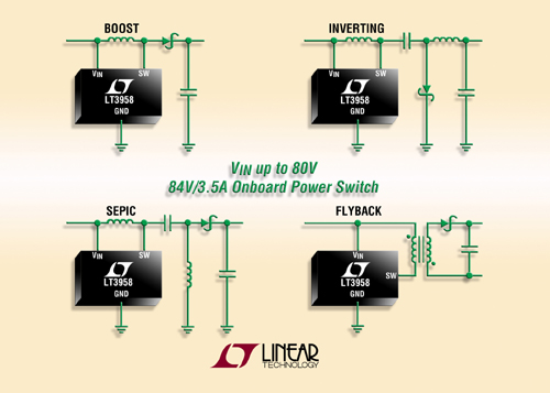 80V 升压、反激式、SEPIC 和负输出 DC/DC 转换器