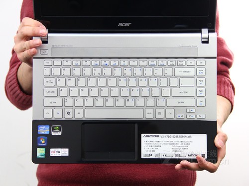 Acer V3黑色 键盘面图