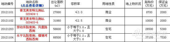 地块出让信息一览表