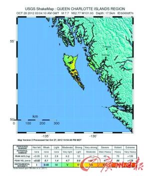 加拿大皇后群岛地震情况