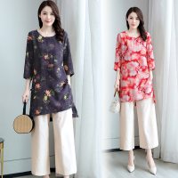 新款春装时尚印花套裤两件套