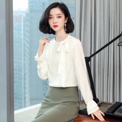 蝴蝶结领真丝衬衫3390