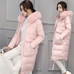 纯色 冬季长袖中长款韩版甜美显瘦棉衣