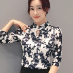 春装新款衬衫女韩版百搭女士衬衣韩范打底蕾丝衫 