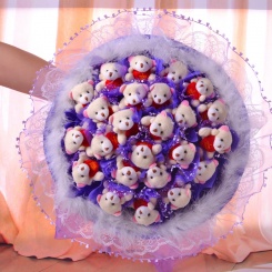 七夕情人节礼品 创意礼物 24紫色只泰迪熊