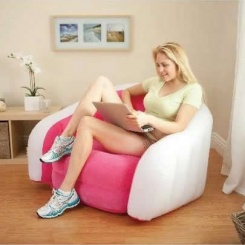 保彩色植绒休闲舒适单人充气沙发充气椅