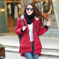 新款韩版冬季中长款羽绒服女修身大码军工装外套棉衣