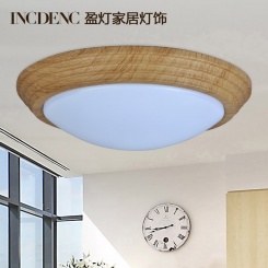 盈灯照明灯具灯饰 卧室书房现代简约 中式木纹吸顶灯圆形