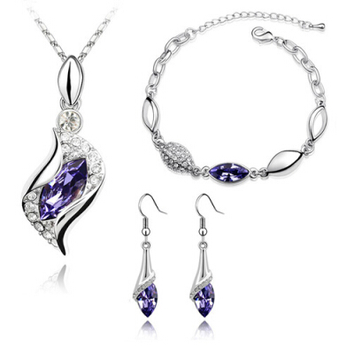 饰品 韩版高档水晶保色 锁骨项链 套装 