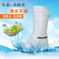 新款女摇摇底真皮女靴 厚底雪地靴 牛皮羽绒靴 