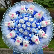 情侣礼品 创意礼品 米菲兔子仿真鲜花玫瑰 卡通花束