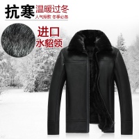 冬新款海宁真皮皮毛一体皮衣男 进口水貂领长羊毛皮草外套 