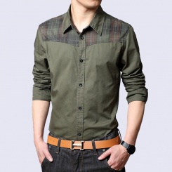 韩版修身男士长袖衬衫休闲男装衬衫男长袖