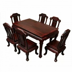 红木家具餐桌一桌六椅长方形饭桌实木简约餐桌餐椅组合