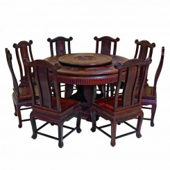 红木家具餐桌一桌八椅圆形饭桌实木简约餐桌餐椅组合