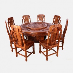 红木餐桌圆餐厅饭桌实木圆形餐桌椅组合