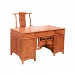 仿古红木家具红木办公桌书柜组合办公台老板桌书桌
