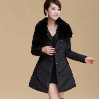 女式羽绒服女款 中长款兔毛领 爆款实体