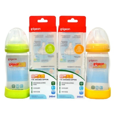 贝亲奶瓶宽口径PP奶瓶240ml带M号奶嘴AA78AA79 单个价
