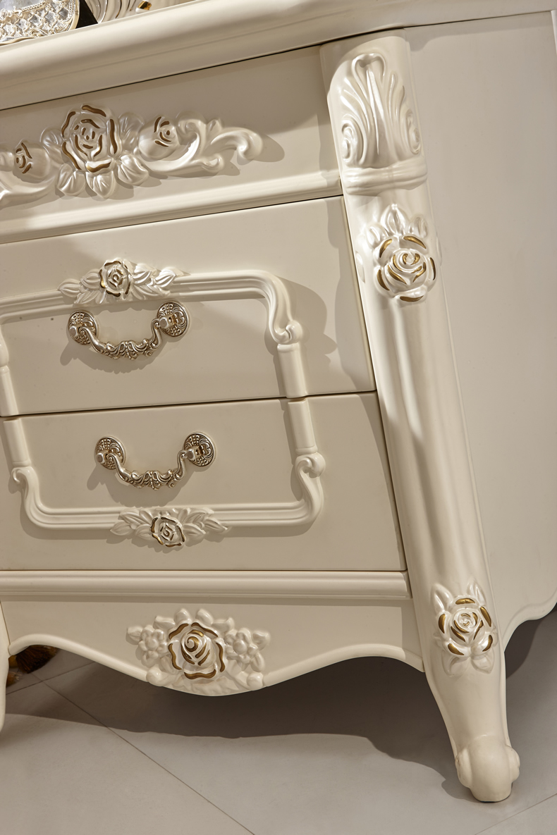 法式床头柜欧式抽屉储物柜实木抽屉雕花描金--安心购物 上纺织商城