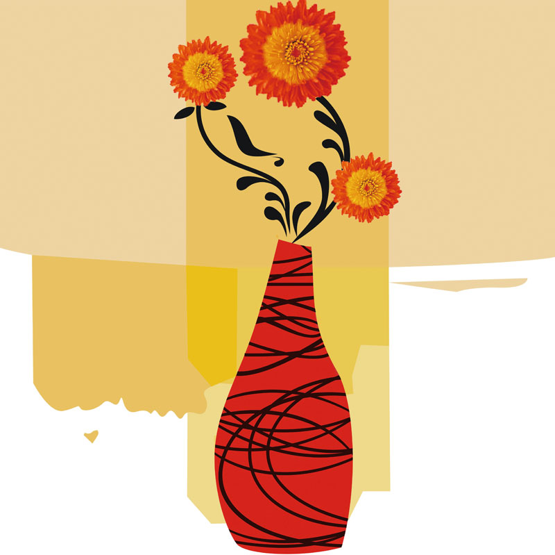 环保现代简约三联无框装饰画玄关客厅抽象时尚挂画墙画瓶中花