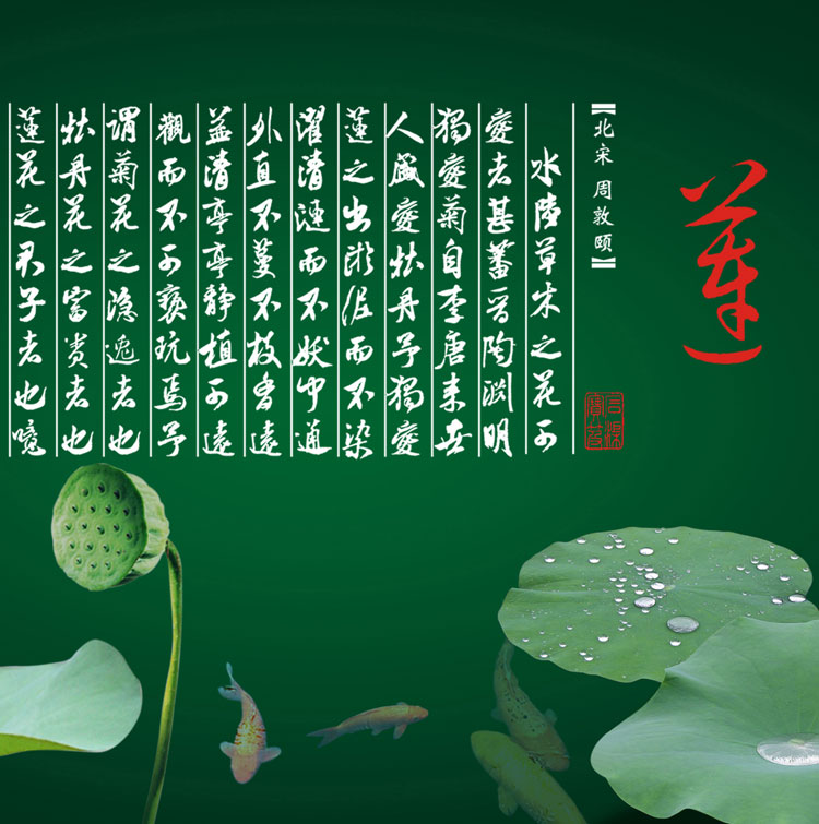 必画爱莲说莲花图客厅餐厅时尚简约唯美装饰画无框画挂画壁画