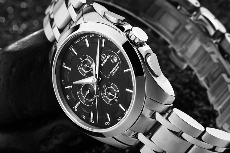 瑞士宾卡达机械表全自动防水精钢商务休闲男士手表腕表