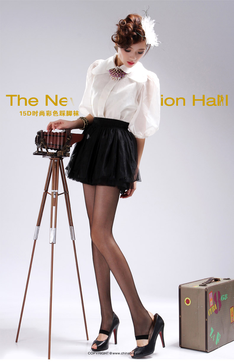 新品15d包芯丝t型加档彩色踩脚袜