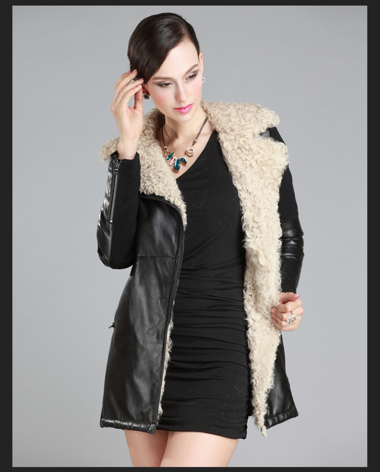 秋季新款皮衣欧美时尚大牌绵羊皮羊羔毛外套