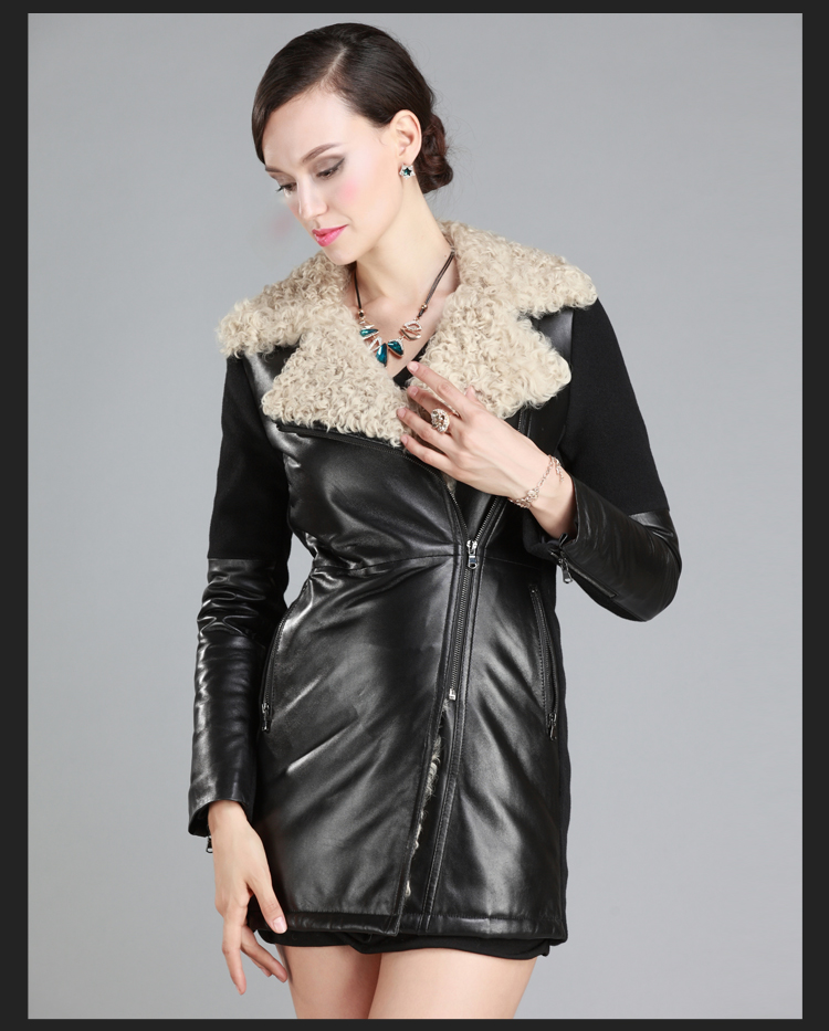 秋季新款皮衣欧美时尚大牌绵羊皮羊羔毛外套