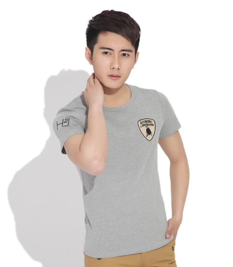 印派夏装新款男式t恤纯色兰博基尼短袖t恤