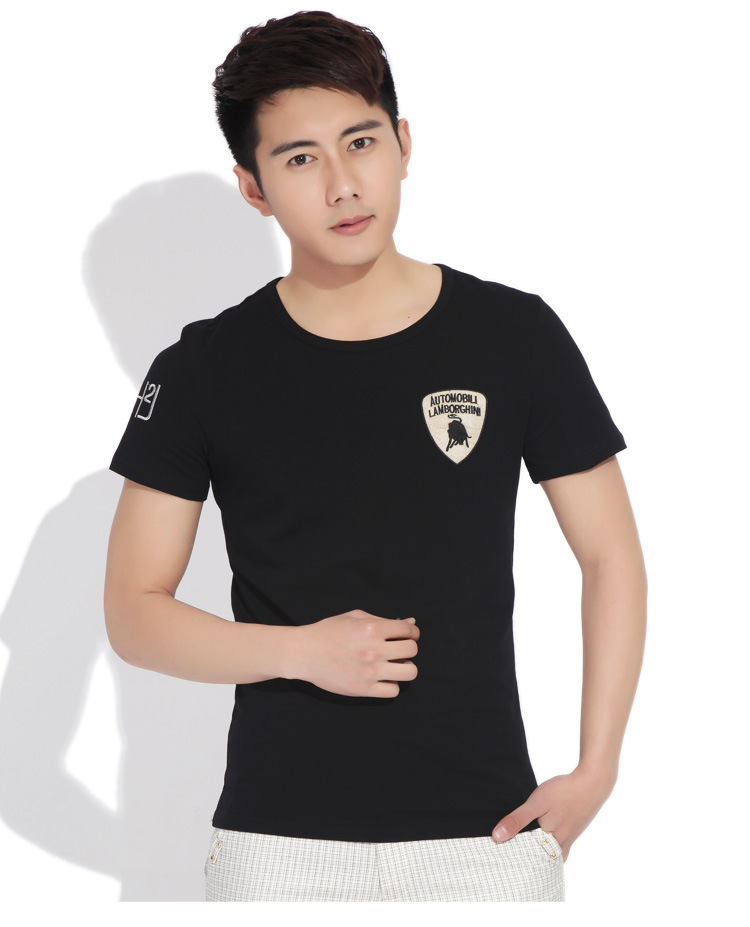 印派夏装新款男式t恤纯色兰博基尼短袖t恤