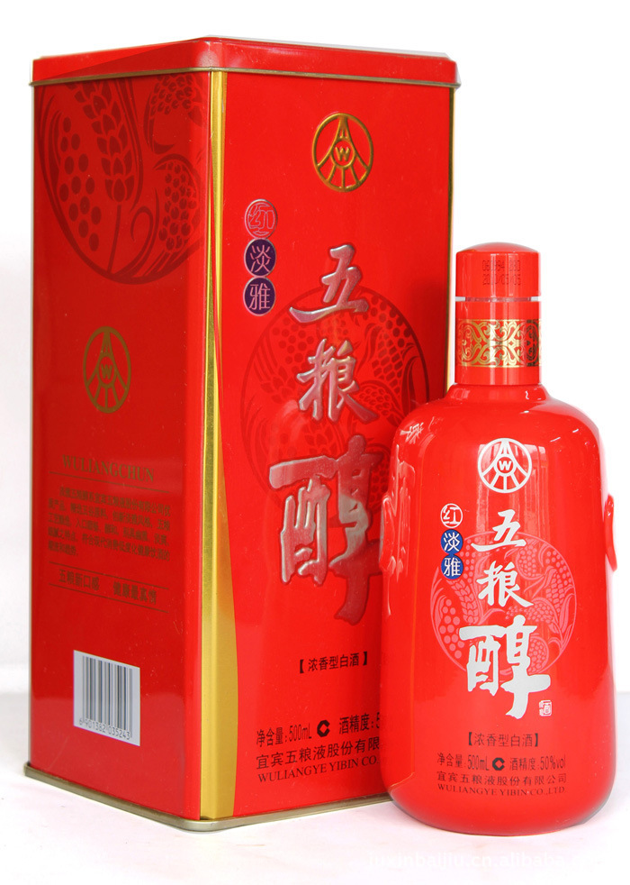 中國名酒五糧醇紅淡雅50濃香型500ml