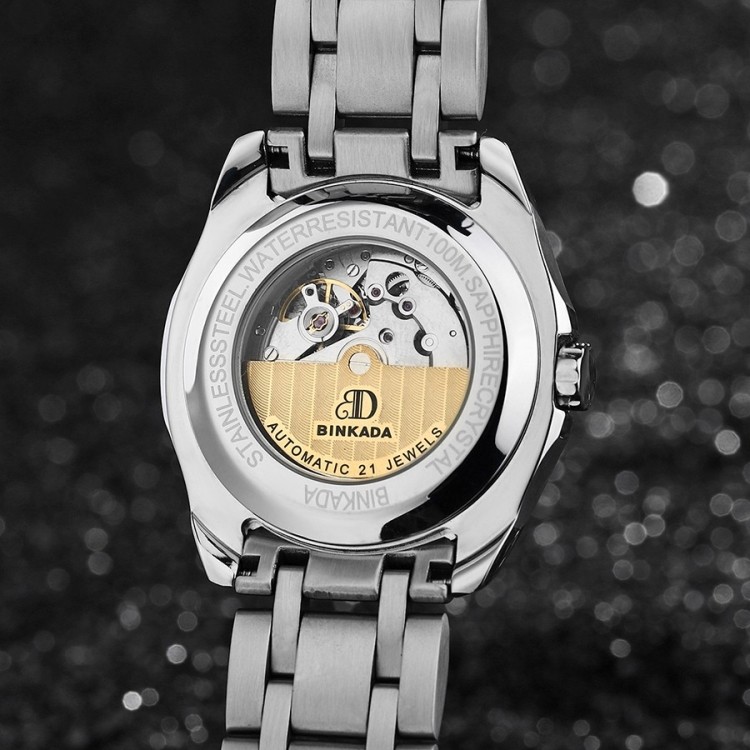 瑞士宾卡达机械表全自动防水精钢商务休闲男士手表腕表