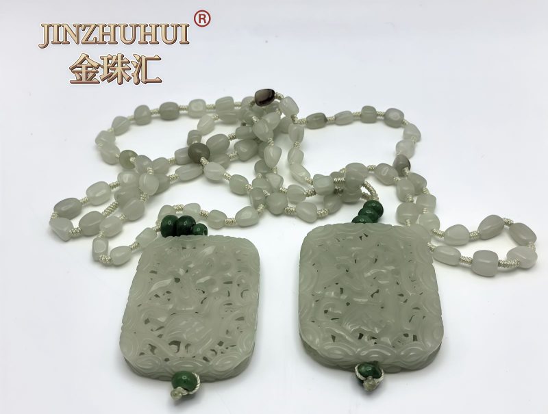 JINZHUHUI金珠汇和田老玉吊坠一对