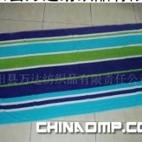 色织彩条割绒浴巾