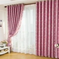 浅紫色 提花圆圈遮光布 窗帘