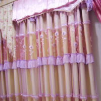 刁蛮公主蕾丝成品窗帘现代女孩居室风格;紫色/米黄色