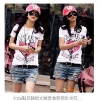 F02A新品韩版女装夏装新款时尚纯棉T恤4408