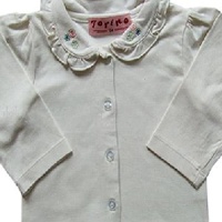 供应外贸童装批发,6-24个月白色小碎绣花长袖 