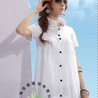 夏季韩版爆款热销最爱纯棉短袖立领底边白衬衫
