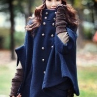 混批 韩国流行蝙蝠袖女式高档双面毛呢外套 斗蓬式大衣