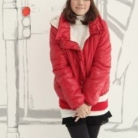 韩版冬季保暖棉衣外套 连帽内铺绒亮面夹棉棉衣外套