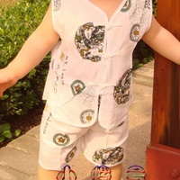 供应中国风 夏季经典棉缎 宝宝女童唐装短袖二件套装