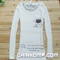 新品秋装爆版长袖韩版T恤中长款打底衫百搭卡通口袋猫