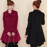 韩国热卖 冬季公主式灯笼袖羊毛呢大衣外套#10C227