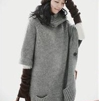 厂家直销潮流秋装韩版SZ带扣高领可爱时尚宽版毛衣