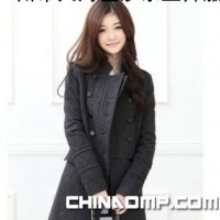 2010韩版羊毛呢大衣长袖立领外套双排扣风衣、大衣